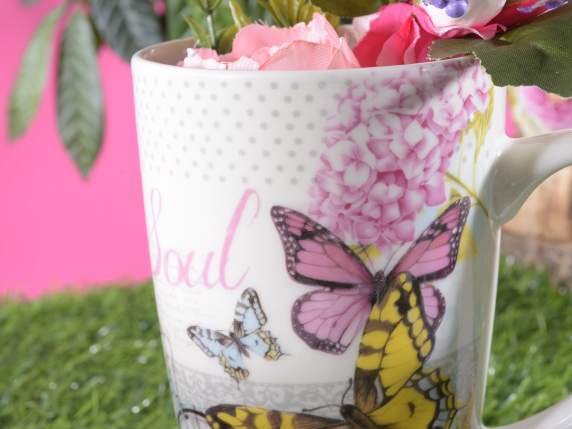 Ensemble tasse en porcelaine et filtre en acier, coffret cad