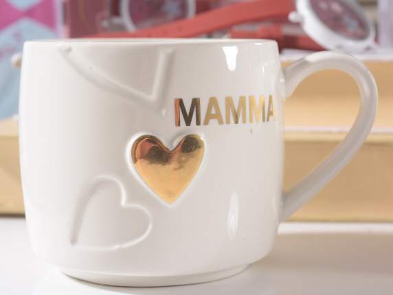 Tasse en porcelaine empilable avec décorations en or véritab