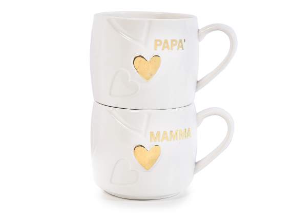 Tasse en porcelaine empilable avec décorations en or véritab