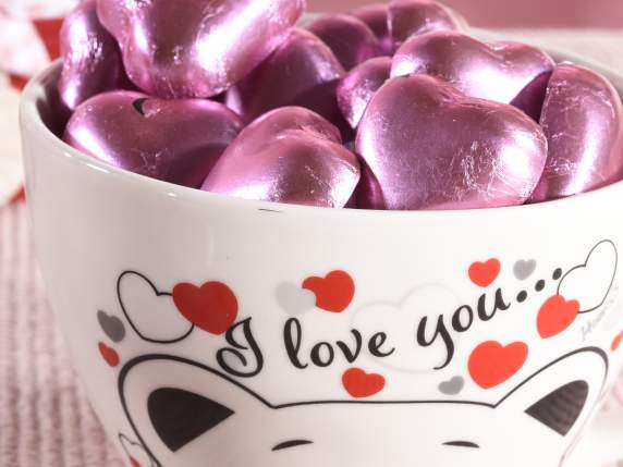 Taza de porcelana de 450 ml con osito de peluche, corazones