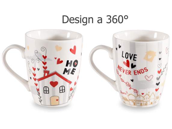 Set de regalo con taza de porcelana decorada 350 ml