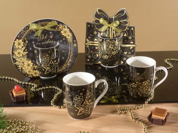 Taza de porcelana de 300 ml con decoración navideña
