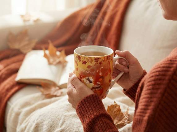 Taza de porcelana de 300 ml con decoración de abeja y miel