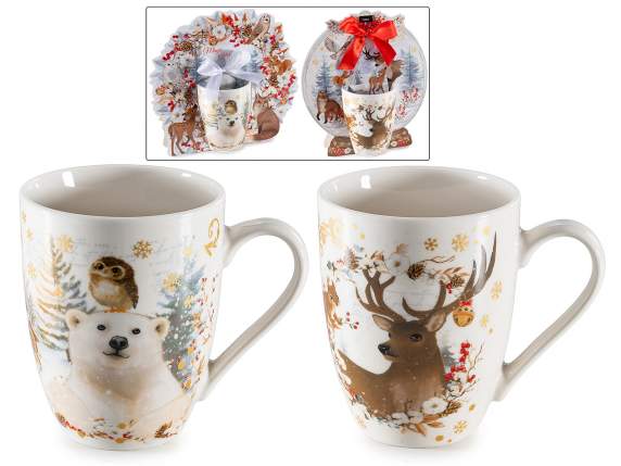 Taza de porcelana de 300 ml con decoración de animales