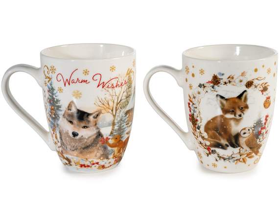 Taza de porcelana de 300 ml con decoración de animales