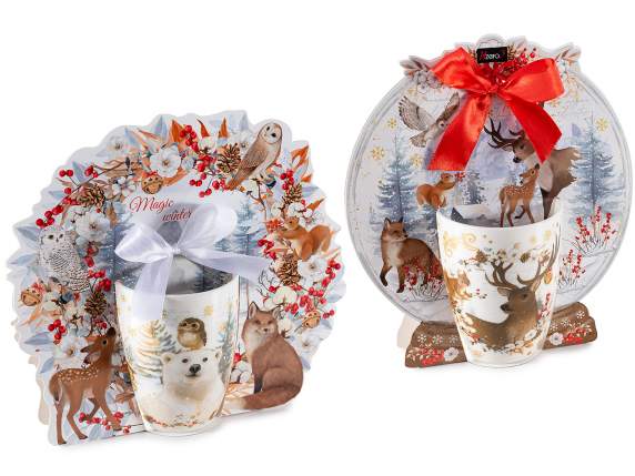 Taza de porcelana de 300 ml con decoración de animales