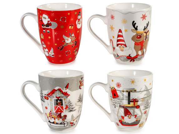 Taza de porcelana de 300 ml con decoración navideña