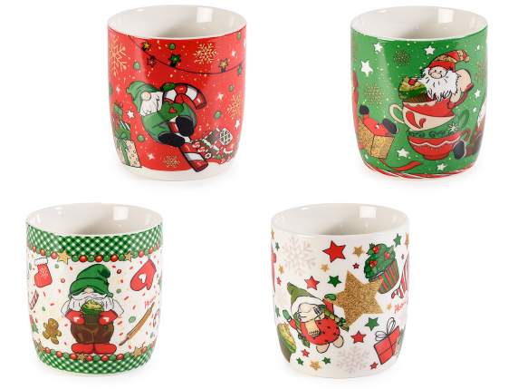 Taza de porcelana navideña 350ml decoración gnomos