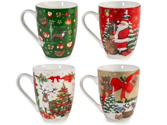 Taza de porcelana de 300 ml con decoración navideña vintage