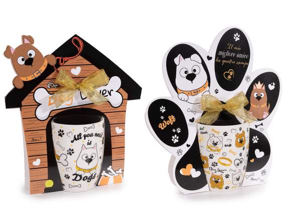 Taza de porcelana de 300 ml con decoraciones de perros