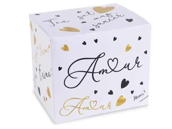 Taza Amour con cuenco de porcelana en caja de regalo