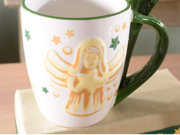Tazza in ceramica 400 ml con cucchiaino decori natalizi