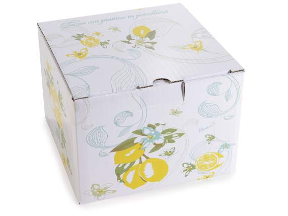 Tazza in porcellana da 400ml con piattino e stampa limoni
