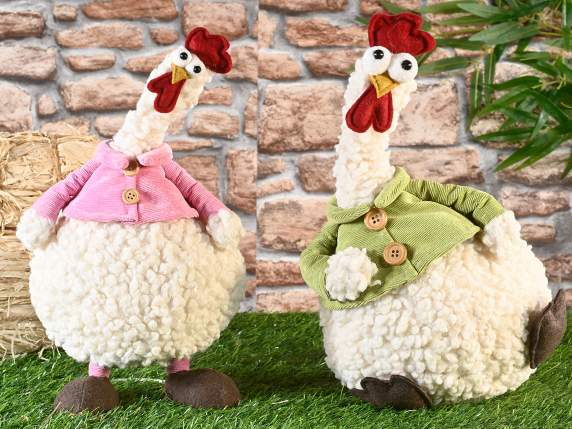 Coq en tissu bouclé avec bras malléables