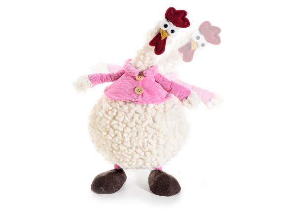 Coq en tissu bouclé avec bras malléables