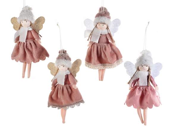 Ange avec robe en tissu à suspendre