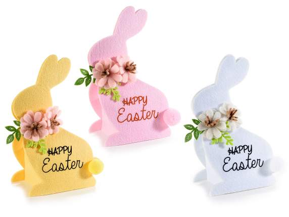 Porta dulces conejo en tela con cierre elástico flor