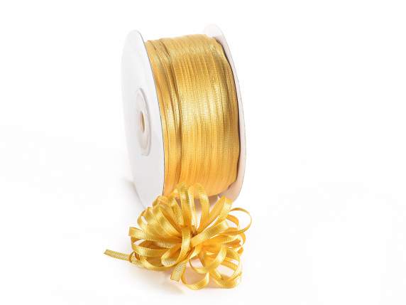 Panglică dublă din satin de 3 mm cu tragere aurie