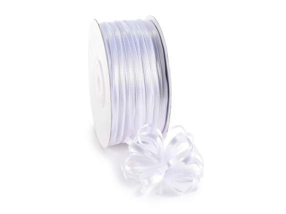 Panglică dublă din satin de 3 mm cu tragere albă ca zăpada