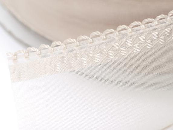 Panglică din organza de 38 mm cu tragere ecru