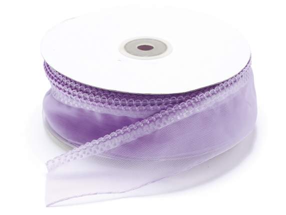 Panglică din organza de 38 mm cu tragere de glicine liliac