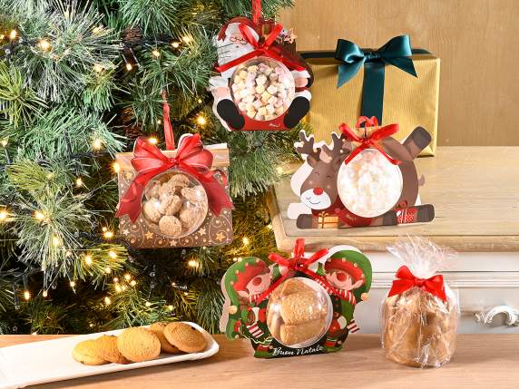 Transparent food opening sphere in Christmas packaging