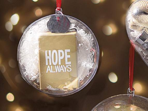 Medium transparent sphere that opens with a ribbon to hang