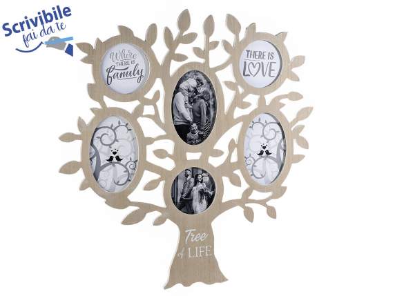 Wood photo frame Tree of Life with 6 frames to hang