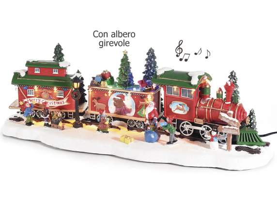 Tren de resina con luces multicolores, música y movimiento.