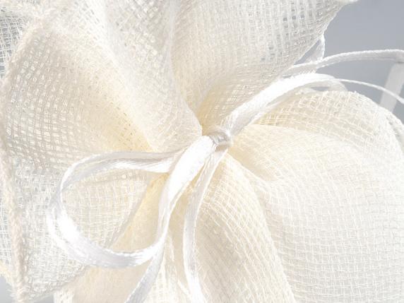 Round canvas tulle with wavy edge and ecru tie