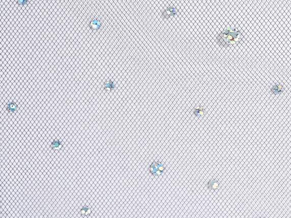 Rouleau de tulle décoratif 47cm pois argentés effet irisé