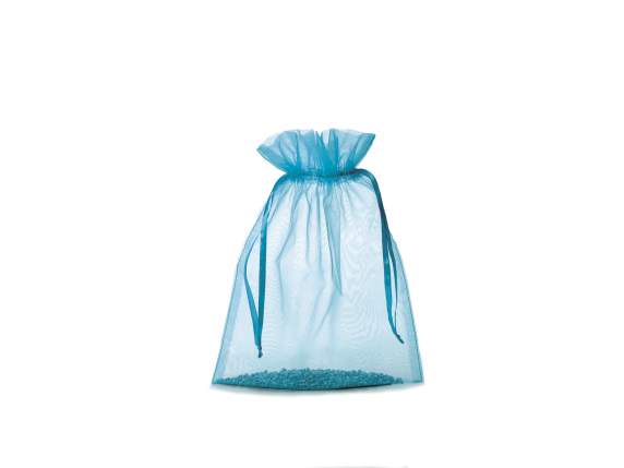 Turquoise organza bag 23x30 cm with drawstring