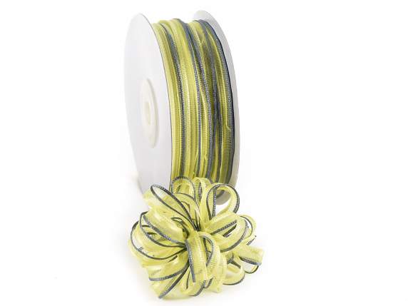 Two-color veil ribbon with gray yellow tie