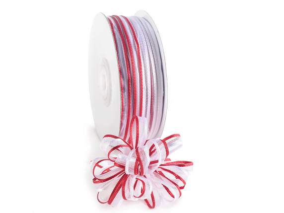 Two-color veil ribbon with red white tie
