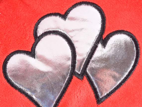 Padded heart cushion with embroidered I love you writing t