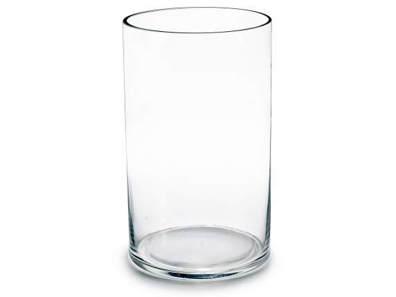 Vase cylindrique en verre transparent à bord brut coupé