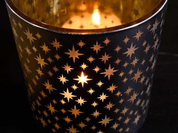 Lot de 3 bougeoirs de Noël en verre décorés détoiles
