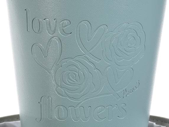 Lot de 4 vases en éco-cuir avec roses et coeurs et intérieur