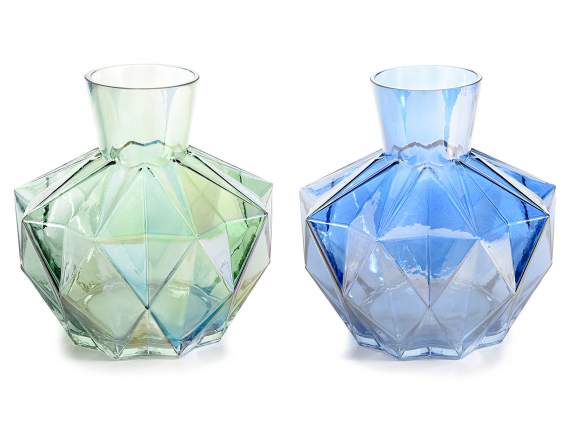 Vaso geometrico decorativo in vetro colorato