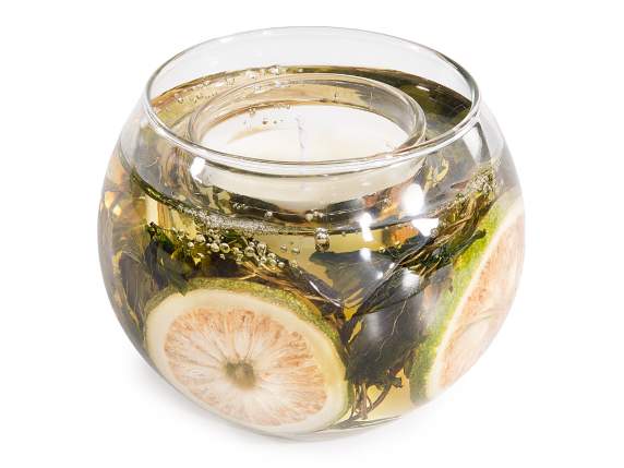 Vela perfumada tarro de vidrio con gel y decoraciones