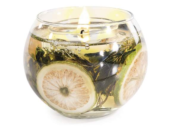 Vela perfumada tarro de vidrio con gel y decoraciones