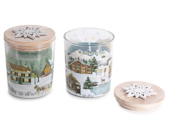 Vela perfumada navideña en tarro de cristal con tapa