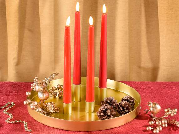 Set bandeja metálica con 4 velas magnéticas con llama LED