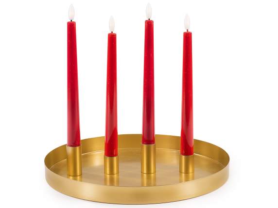 Set bandeja metálica con 4 velas magnéticas con llama LED