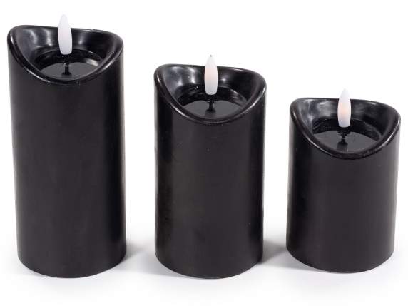 Juego de 3 velas de cera electrónicas con llama LED móvil
