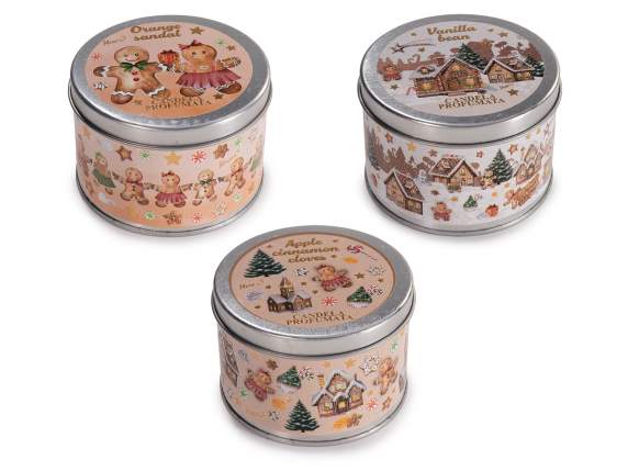 Vela perfumada caja de metal decoraciones de pan de jengibre