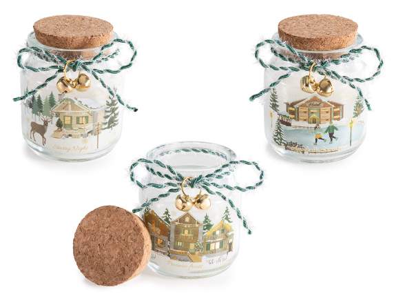 Vela perfumada en tarro de cristal con tapón de corcho