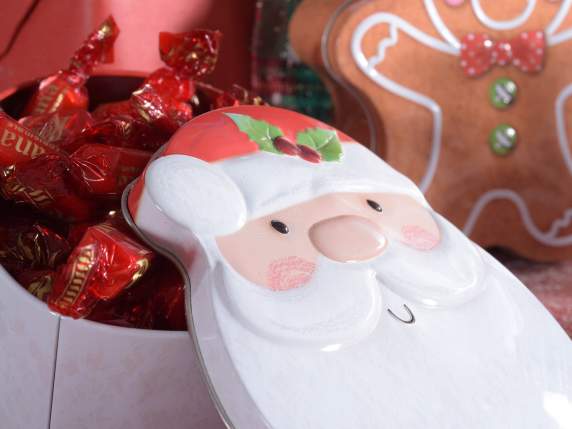 Caja metálica decorada con un personaje navideño
