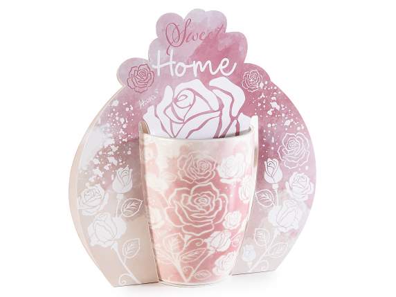 Taza de porcelana de 350 ml con estampado de rosas