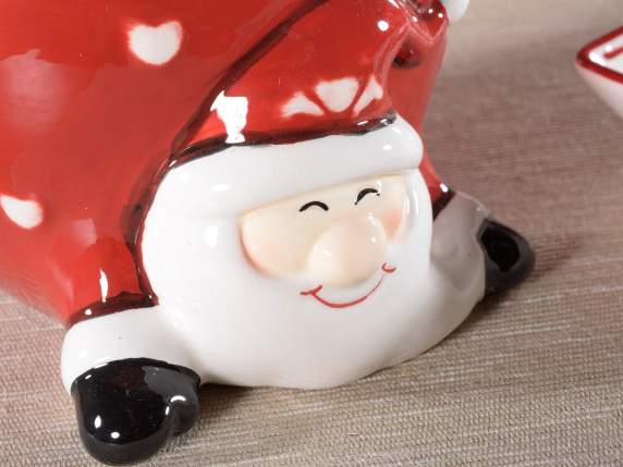 Bombonera Papá Noel en cerámica coloreada